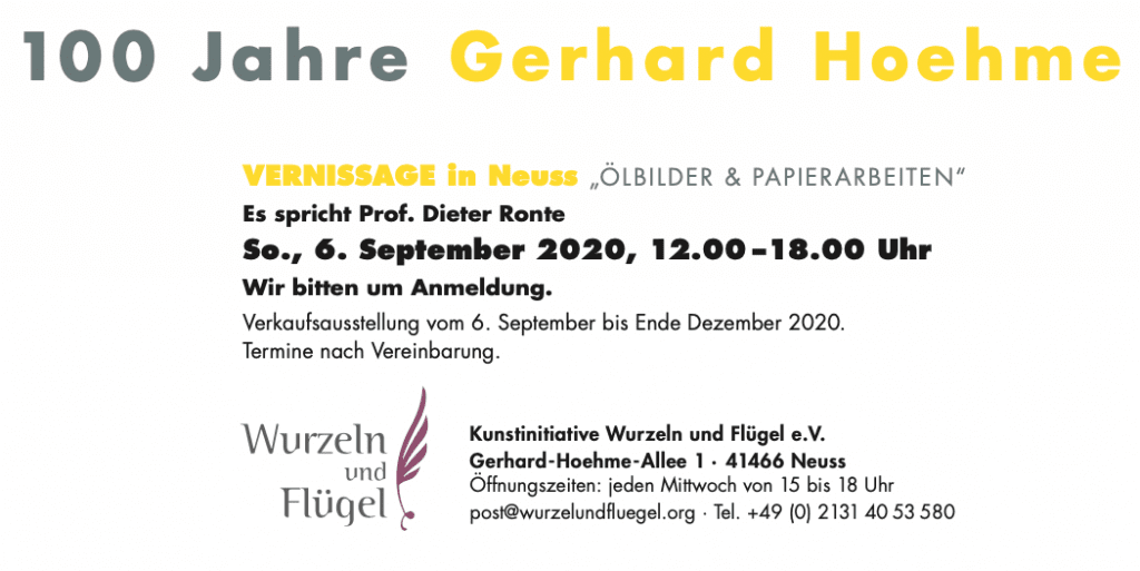 Einladung Hoehme 2, , Ausstellung der „Kunstinitiative Wurzeln & Flügel e.V.“ in Neuss